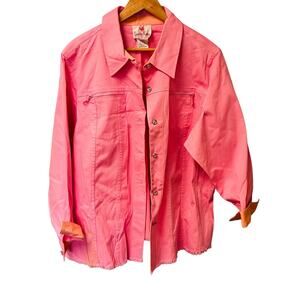 Quacker Factory ‎ Pink Long Sleeve Jacket Jewel Button Plus Size 2X